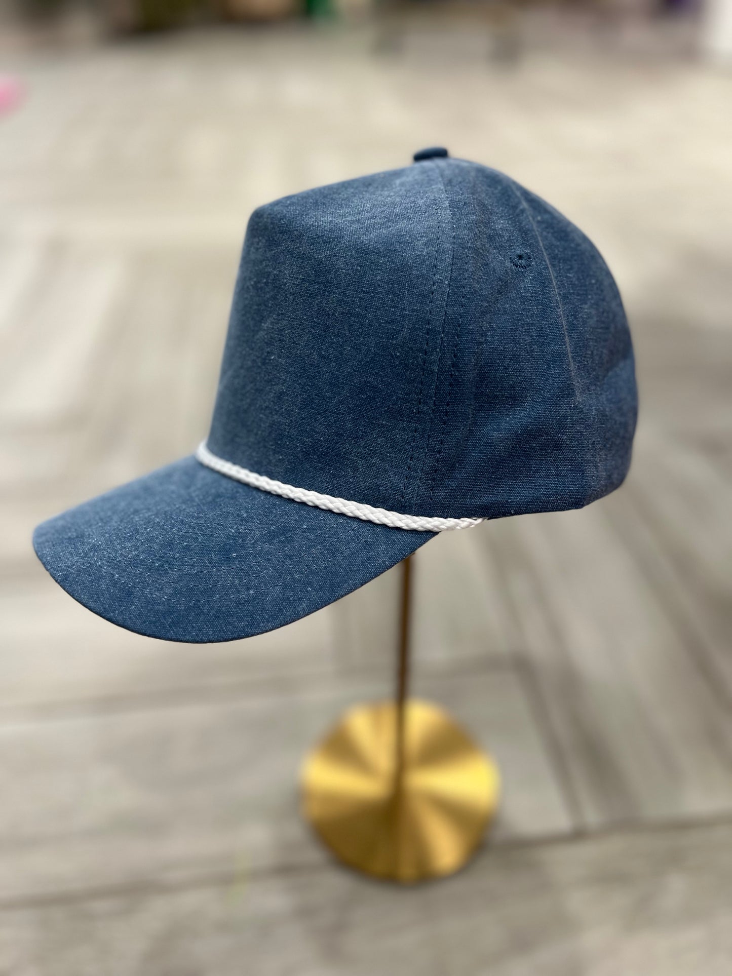 Denim w/ White Rope Hat