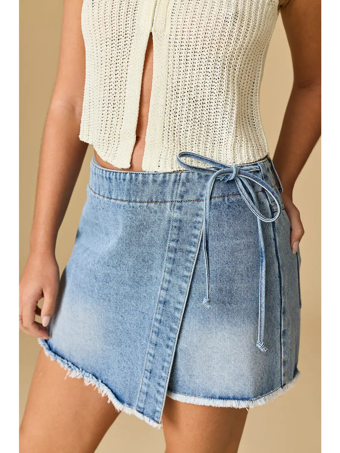 NB Brandy Side Tie Jean Skort