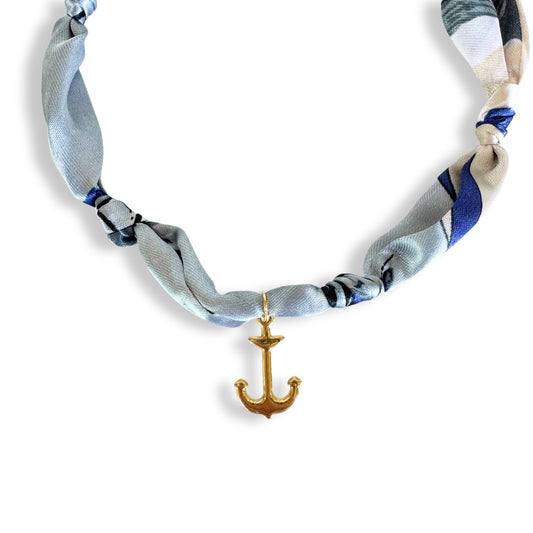 Anchor Charm Scarf Necklace