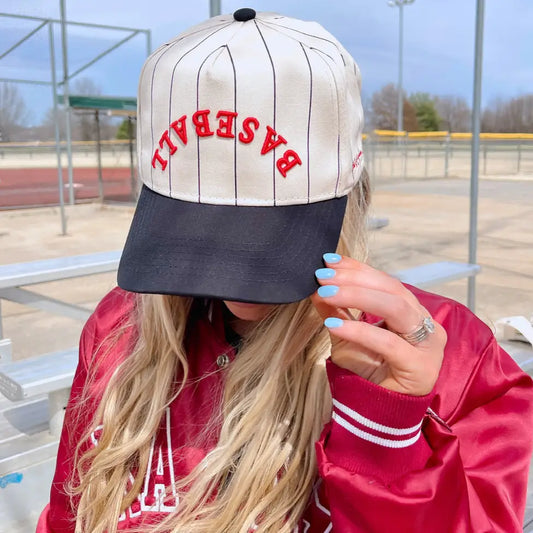 Baseball - Red On Black Stripe Vintage Hat