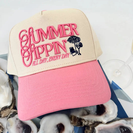 Summer Sippin' - Pink Vintage Trucker Hat