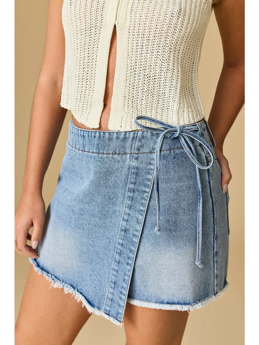 NB Brandy Side Tie Jean Skort
