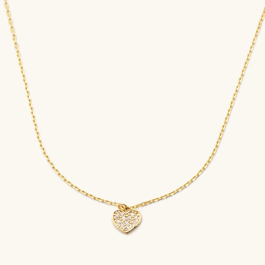 Dainty Crystal Heart Necklace- Waterproof