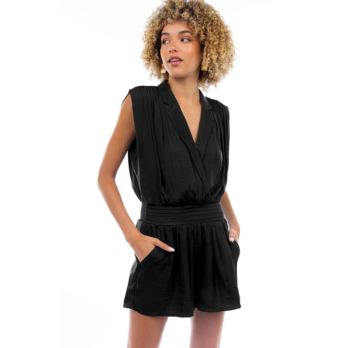 Notched Collar Romper