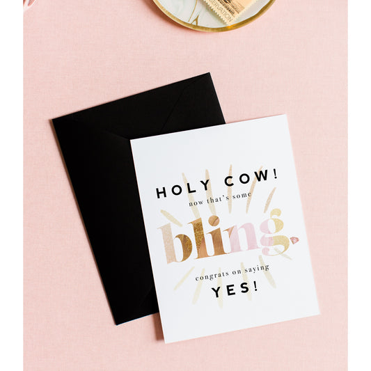 "Holy Cow That's Some Bling" - Funny Wedding Engagement Card